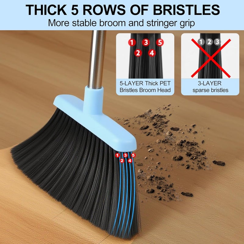 BSKLIN Broom and Dustpan Set, House Broom for Sweeping Indoor Collapsible Broom with Dust Pan Combo Set for Home Office Kitchen Lobby Floor Pet Hair - Image 3